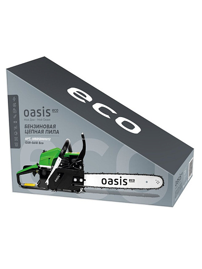 Пила цепная бензиновая, Oasis, 3.8 л.с., 2800 Вт, длина шины 45 см, шаг цепи 0.325 дюйм, 72 звена, GS-5618 Eco, 105012001012