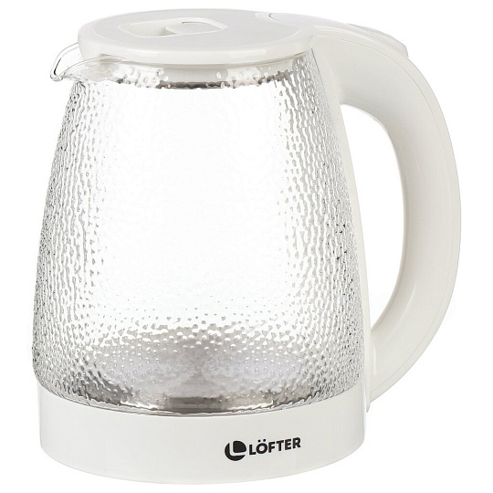 Чайник электрический Lofter, CX-K313-18BW/2, белый, 1.8 л, 1500 Вт, скрытый нагревательный элемент, стекло, пластик