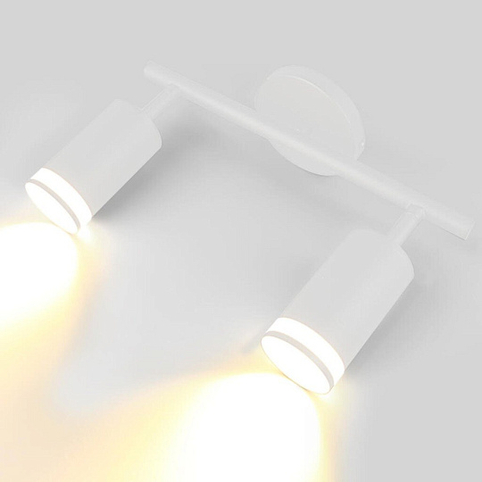 Светильник на основании General Lighting Systems, Башня, 50 Вт, GU10, на 2 лампочки, IP20, d5.5х10х10 см, боковое рассеивание, Спот, белый, 661833