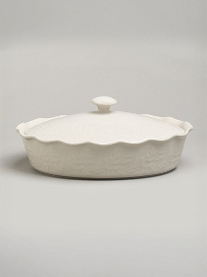 Форма для запекания керамика, 24х33х13 см, 2 л, овальная, с крышкой, Agness, Beige, 780-127