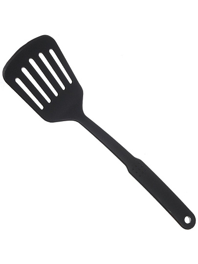 Лопатка кулинарная нейлон, с прорезями, навеска, черная, Daniks, Эконом, YW-KT017-1/H1010-01