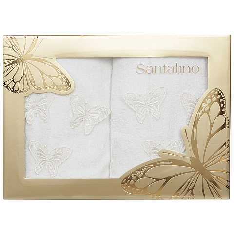 Набор полотенец, 50х90 см, Santalino Бабочки белые 2 шт