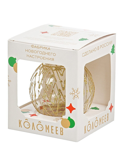 Елочный шар Золотое плетение, 8.5 см, стекло, КУ-80-244145