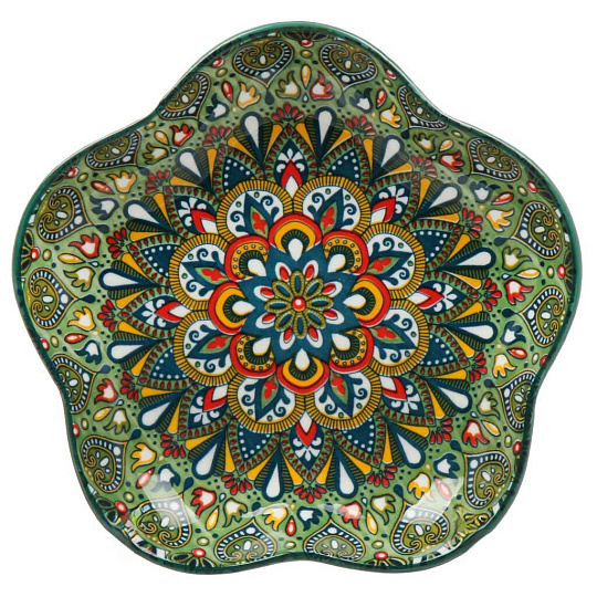 Блюдо керамика, 20 см, зеленое, Самарканд, Y4-9768