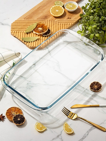 Форма для запекания стекло, 23.8х39.5х5 см, 3 л, прямоугольная, Daniks