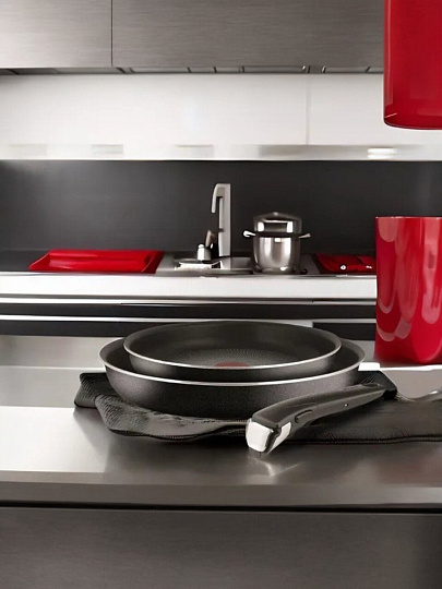 Набор сковородок алюминий, антипригарное покрытие, Tefal, 5 Ing Black, съемная ручка, 22 см, 26 см, 042 38 830