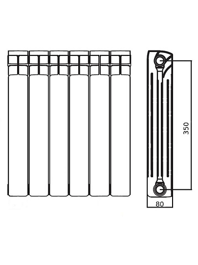 Радиатор алюминий, 350х80 мм, Tropic, 10 секций, 7601.047