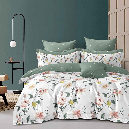 Постельное белье евро, простыня 215х240 см, 2 наволочки 50х70 см, пододеяльник 200х215 см, Бояртекс, сатин, коллекция Luxor, 4185 А/В (К)