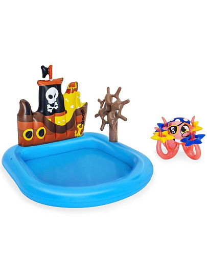 Игровой центр-бассейн Bestway, 140х130х104 см, Кораблик компас, 52211, 84 л, 4 кольца, осьминог, от 2 лет