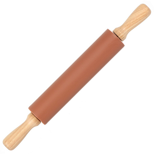 Скалка дерево, силикон, 43х5 см, Y4-9571