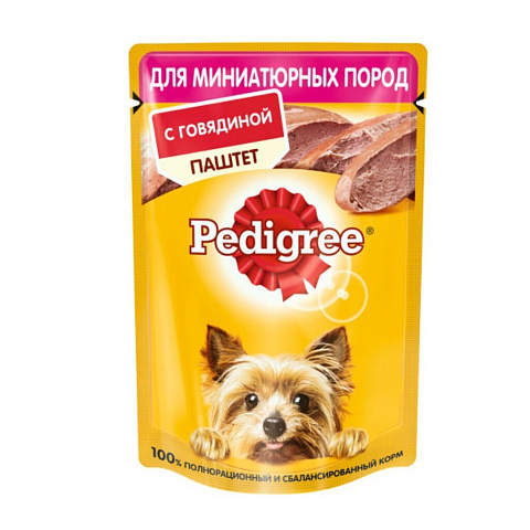Корм для животных Pedigree, 80 г, для собак миниатюрных пород, паштет, говядина, F5882