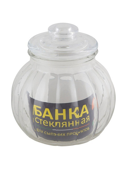 Банка для сыпучих продуктов, стекло, 1.3 л, 14.5х14.5х16 см, с крышкой, Mallony, Bolla, 003608