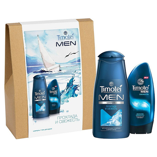 Подарочный набор Timotei Men Прохлада и свежесть (шампунь 400 мл + гель для душа 250 мл)