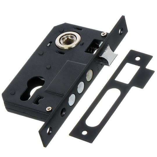 Замок врезной S-Locked, 162-40 мод. 247 BL, 120626, ручка в комплекте, цилиндровый, универсальный, черный