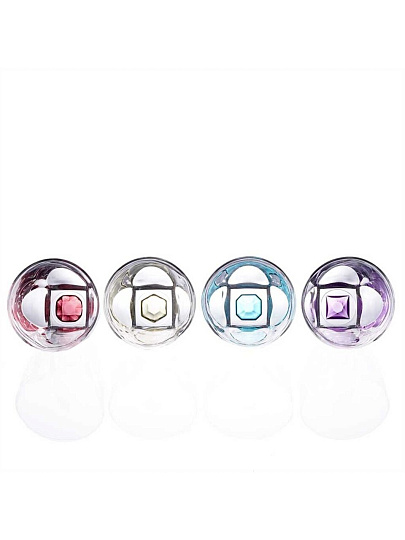 Стакан 320 мл, хрустальное стекло, 4 шт, RCR, Gems, цветные, 28263