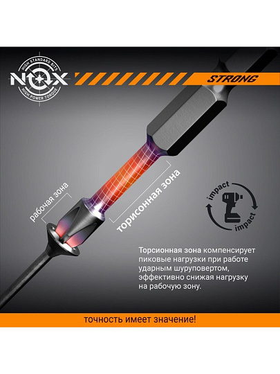 Набор бит Nox, Strong torsion, Pz1, 50 мм, 2 шт