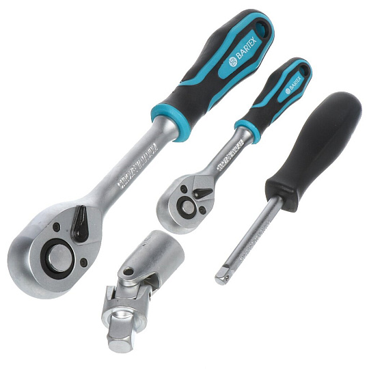 Набор слесарных инструментов Bartex, 1/2", 1/4", 6-гранные, сталь, кейс, 82 предмета