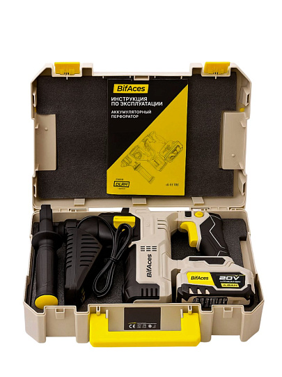 Перфоратор аккумуляторный, BifAces, DLRH-40-24, SDS-Plus, 2.5 Дж, 3 режима, 20 В, Li-ion, с кейсом, АКБ, ЗУ, 4 А.ч
