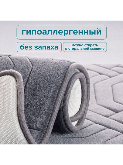 Набор ковриков для ванной и туалета, антискользящий, 2 шт, 0.4х0.6, 0.5х0.8 м, полиэстер, темно-серый, РМС, КК-09ТС-40х60/50х80
