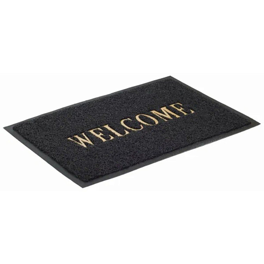 Коврик придверный, 60х90 см, прямоугольный, резина, черный, Spongy Welcome, Sunstep, 38-453
