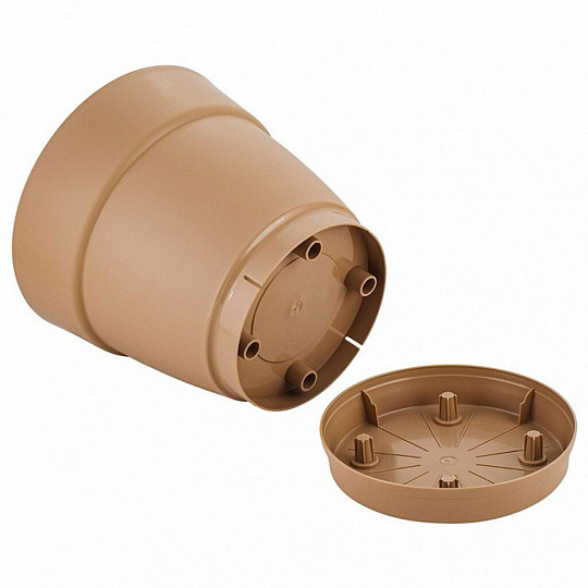 Горшок для цветов пластик, 4 л, 20 см, универсальный, молочный шоколад, InGreen, Villa de Fiori, IG660210047