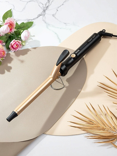 Щипцы-плойка Rion, TB-2002A-19, 55 Вт, керамическое покрытие, защита от перегрева, 230 °, черный с пудровым