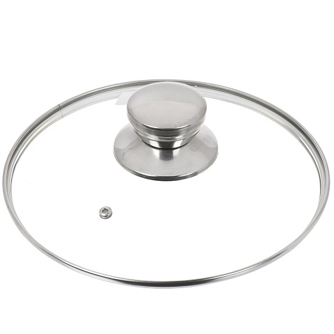 Крышка для посуды стекло, 20 см, Daniks, металлический обод, кнопка нержавеющая сталь, Д5720