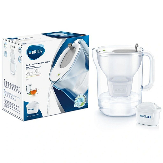 Фильтр-кувшин Brita, Style MX+ Led, для холодной воды, 3.6 л, серый, 1026695