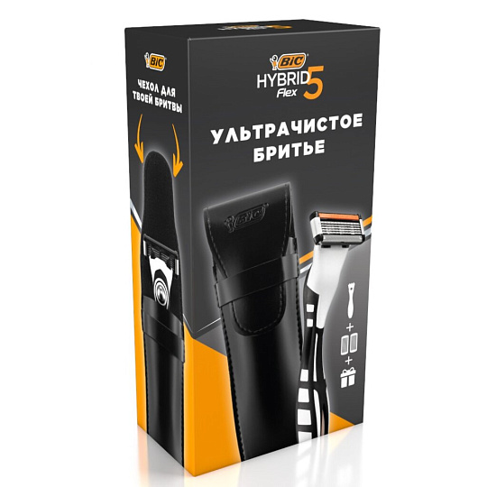 Набор подарочный для мужчин, Bic, Hybrid 5 Flex, станок для бритья+2 кассеты+чехол
