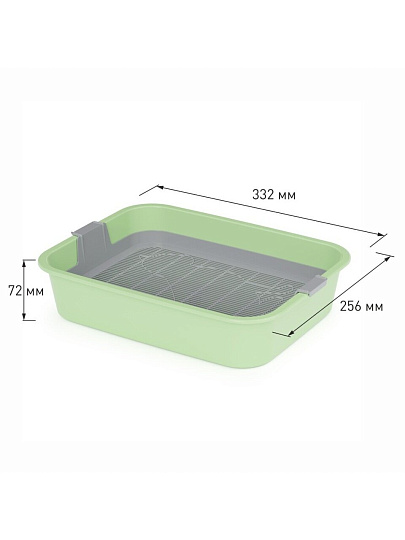 Лоток с сеткой, с бортиком, зеленый, Альтернатива, Барсик, М6932