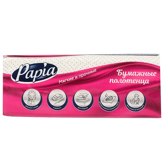 Полотенце бумажное 3 слоя, 100 штук, Papia, 5090823