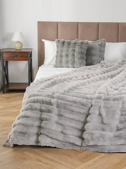 Покрывало евро, 240х260 см, 100% полиэстер, верх ткань 460 гр/м, низ ткань 200гр/м, Silvano, Кролик, серое