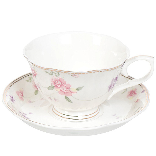 Набор чайный керамика, 12 предметов, на 6 персон, 220 мл, Beatrix, Флориана, МХ004P/6, подарочная упаковка