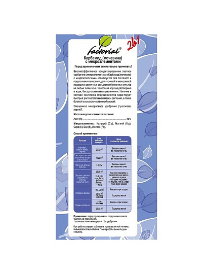 Удобрение Карбамид, с микроэлементами, минеральное, гранулы, 2 кг, Factorial