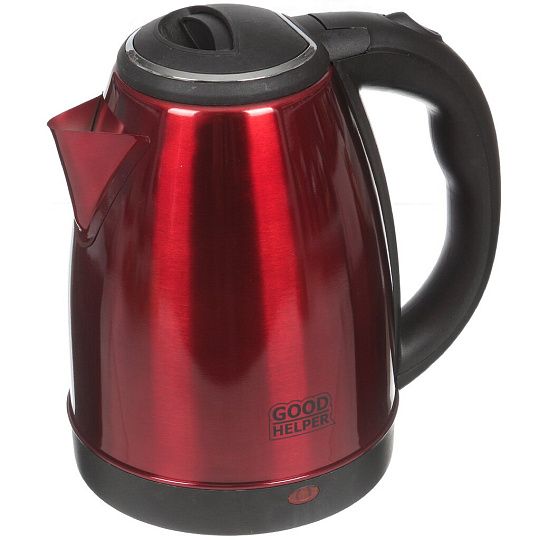 Чайник электрический GoodHelper, KS-181C, красный, 1.8 л, 1500 Вт, скрытый нагревательный элемент, металл