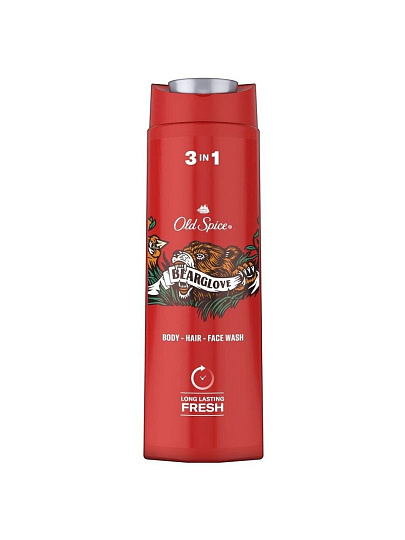 Гель для душа и шампунь Old Spice, 3 в 1 Bearglove, для мужчин, 400 мл