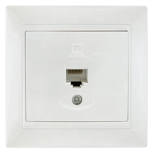Розетка компьютерная скрытой установки, без заземления, белая, Ledard, RJ45, 6078666