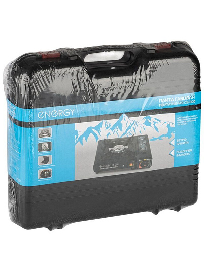 Плита газовая портативная, 1 конфорка, 34х28х11.5 см, для цанговых баллонов, кейс, Energy, GS-300, 105311