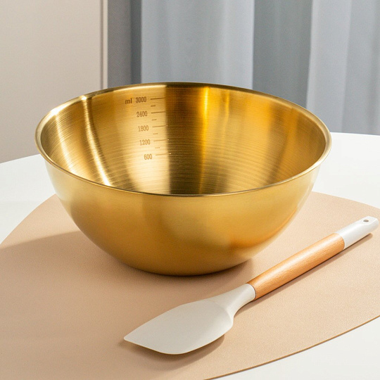 Миска нержавеющая сталь, круглая, 25 см, Y4-9589, золото
