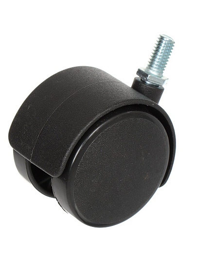 Опора колесная 50 мм, с резьбой 8мм, без стопора, черная, 10.02.07, 312019