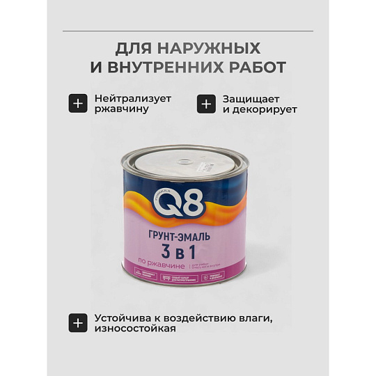 Грунт-эмаль Formula Q8, по ржавчине, алкидная, серая, 1.8 кг