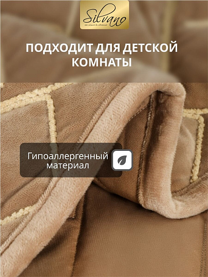 Покрывало евро, 240х260 см, 100% полиэстер, велюр, Silvano, Rope, коричневое