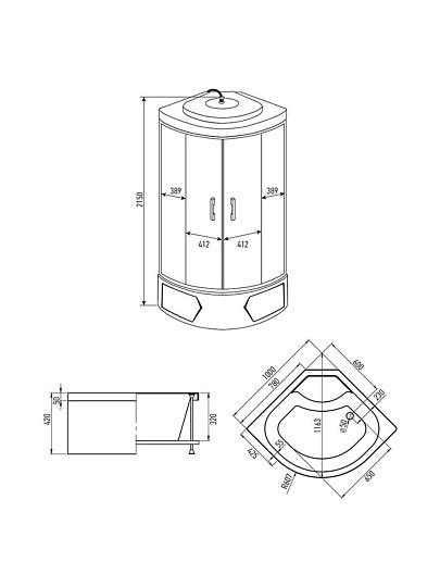Душевая кабина 100х100х215 см, Mirwell, MR3510TP-C3-RUS