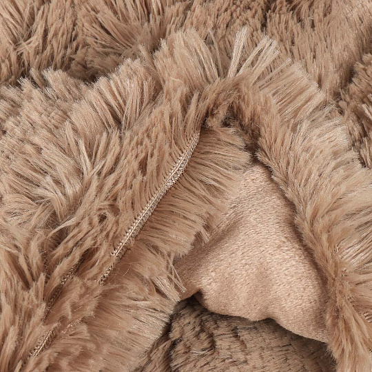 Плед евро, 220х240 см, искусственный мех, 100% полиэстер, Buenas Noches, Длинный ворс, бежевый, 94382