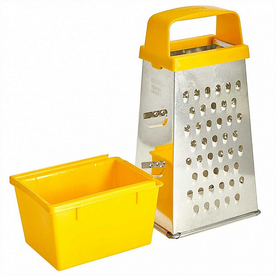 Терка 4 грани, 11х8.5х22 см, рукоятка пластик, с контейнером, Кварц, К01.002.04, в ассортименте