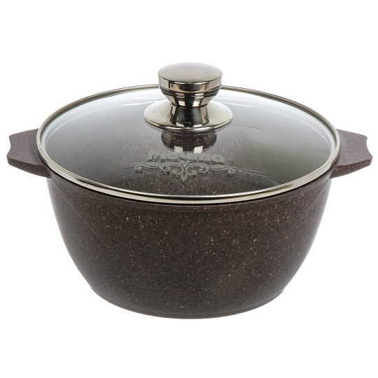 Кастрюля алюминий, антипригарное покрытие, 3 л, крышка стекло, Мечта, Premium violet, 43904