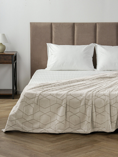 Плед 180*200 см, микрофибра, 100%пэ, 280г, Silvano, Геометрия, серо-бежевый