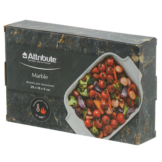 Форма для запекания фарфор, 18х29х6 см, прямоугольная, Attribute, Marble, ABM058