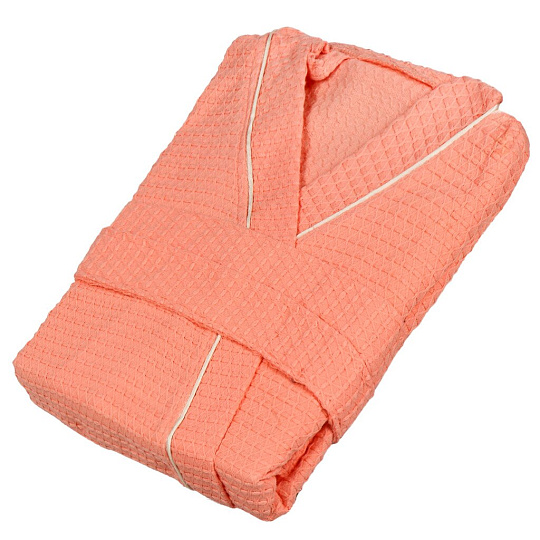 Халат женский, вафельный, 100% хлопок, пудровый персик, L-XL, 48-50, Barkas