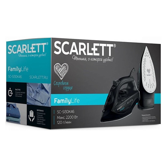 Утюг Scarlett, SC-SI30K46, 2200 Вт, керамика, черный
